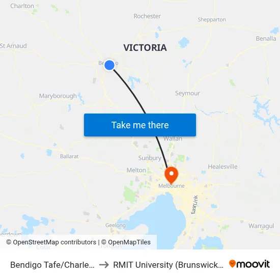 Bendigo Tafe/Charleston Rd to RMIT University (Brunswick Campus) map