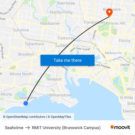 Seaholme to RMIT University (Brunswick Campus) map