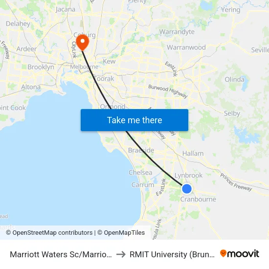 Marriott Waters Sc/Marriott Bvd to RMIT University (Brunswick Campus) map
