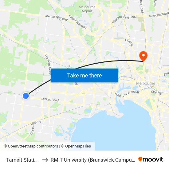 Tarneit Station to RMIT University (Brunswick Campus) map