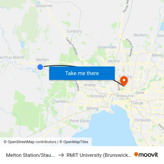 Melton Station/Staughton St to RMIT University (Brunswick Campus) map