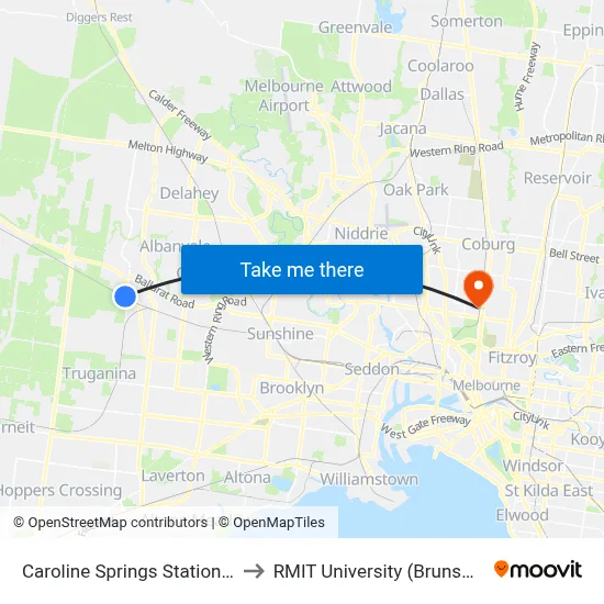 Caroline Springs Station/Christies Rd to RMIT University (Brunswick Campus) map
