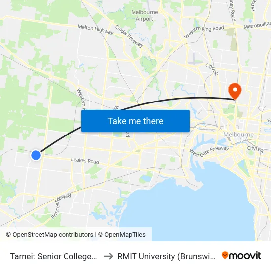 Tarneit Senior College/Leakes Rd to RMIT University (Brunswick Campus) map
