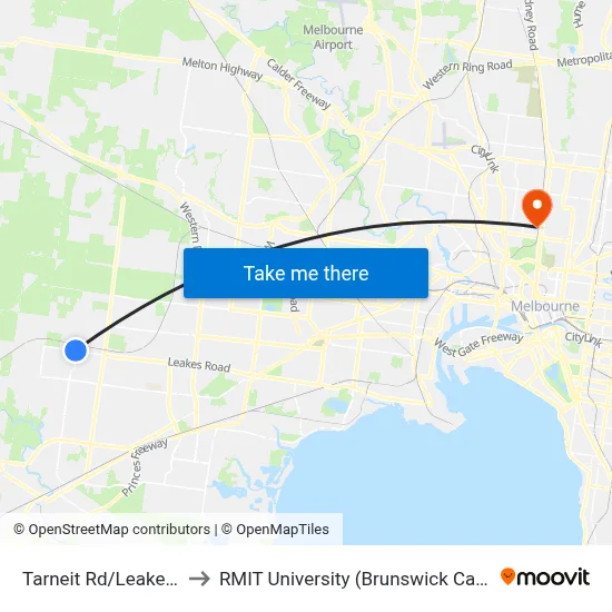 Tarneit Rd/Leakes Rd to RMIT University (Brunswick Campus) map