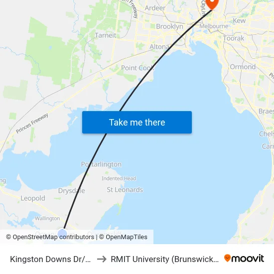 Kingston Downs Dr/Shell Rd to RMIT University (Brunswick Campus) map