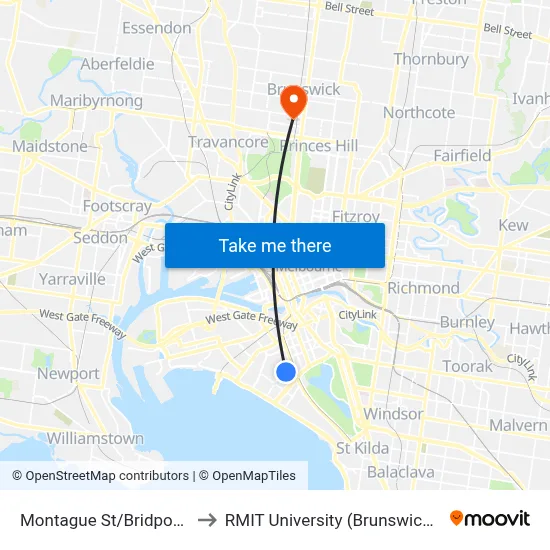 Montague St/Bridport St #28 to RMIT University (Brunswick Campus) map