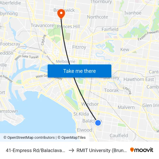 Empress Rd/Balaclava Rd #41 to RMIT University (Brunswick Campus) map