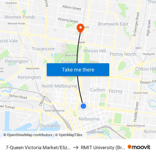 7-Queen Victoria Market/Elizabeth St (Melbourne City) to RMIT University (Brunswick Campus) map