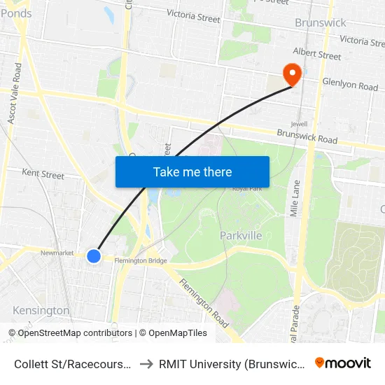 Collett St/Racecourse Rd #24 to RMIT University (Brunswick Campus) map