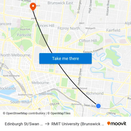 Edinburgh St/Swan St #13 to RMIT University (Brunswick Campus) map