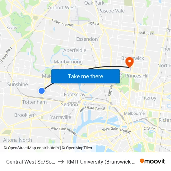 Central West Sc/South Rd to RMIT University (Brunswick Campus) map