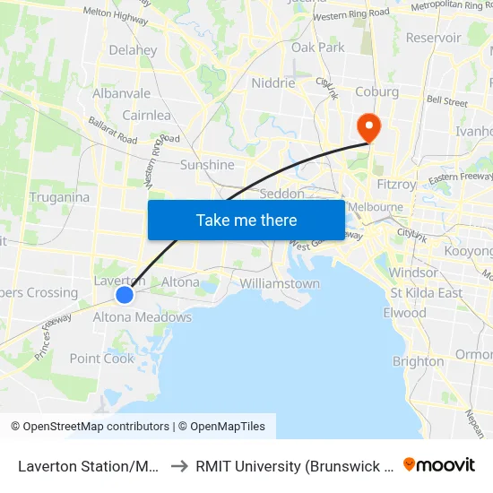Laverton Station/Maher Rd to RMIT University (Brunswick Campus) map