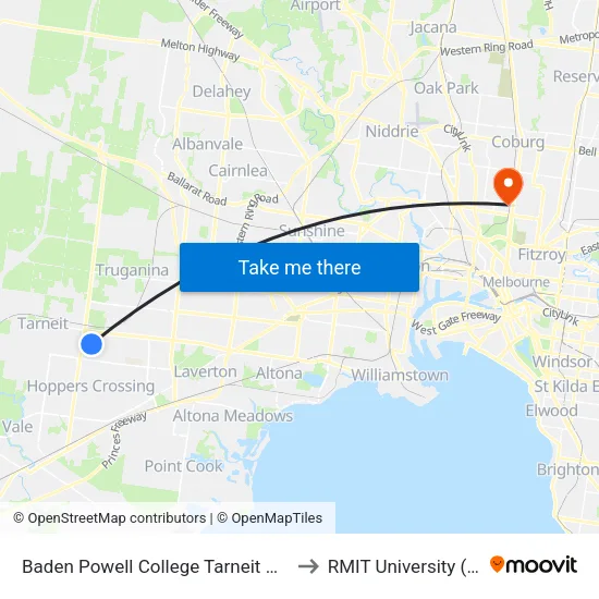 Baden Powell College Tarneit Campus/Baden Powell Dr to RMIT University (Brunswick Campus) map