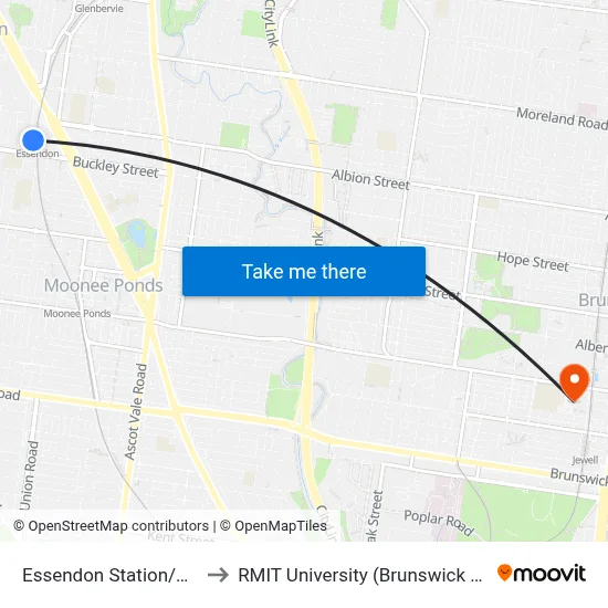 Essendon Station/Rose St to RMIT University (Brunswick Campus) map