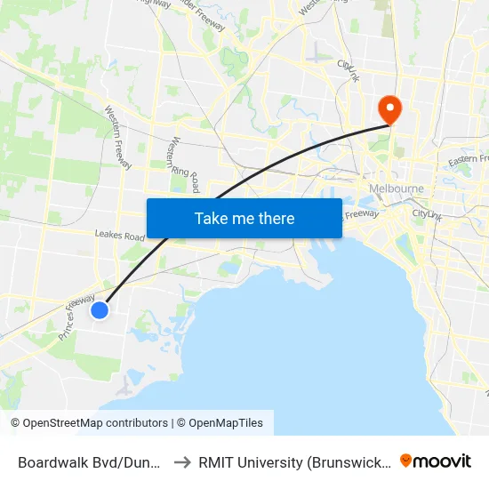 Boardwalk Bvd/Dunnings Rd to RMIT University (Brunswick Campus) map