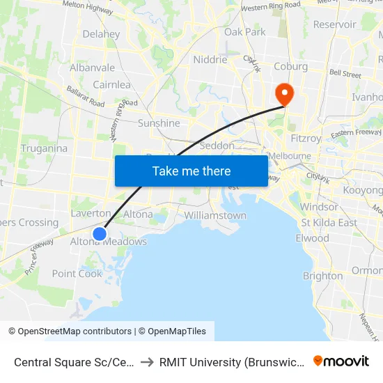 Central Square Sc/Central Ave to RMIT University (Brunswick Campus) map