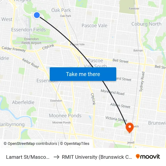 Lamart St/Mascoma St to RMIT University (Brunswick Campus) map
