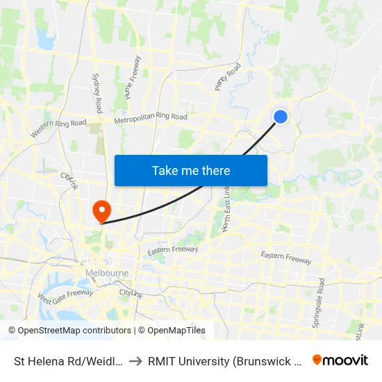 St Helena Rd/Weidlich Rd to RMIT University (Brunswick Campus) map