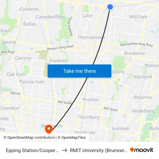 Epping Station/Cooper St to RMIT University (Brunswick Campus) map