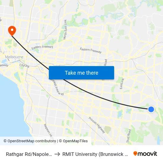 Rathgar Rd/Napoleon Rd to RMIT University (Brunswick Campus) map