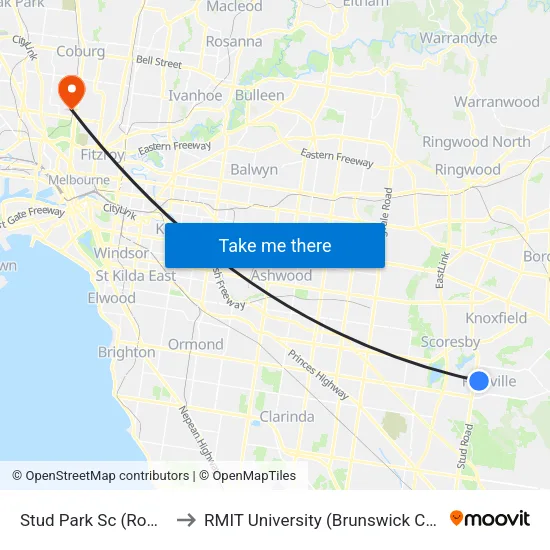 Stud Park Sc to RMIT University (Brunswick Campus) map