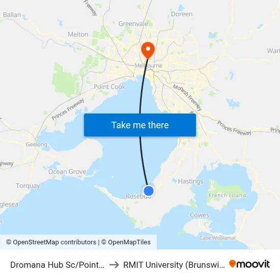 Dromana Hub Sc/Point Nepean Rd to RMIT University (Brunswick Campus) map