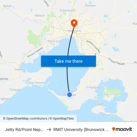 Jetty Rd/Point Nepean Rd to RMIT University (Brunswick Campus) map