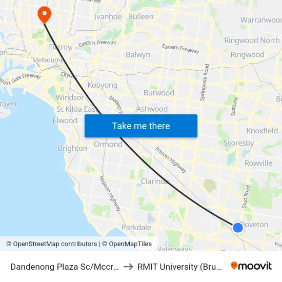 Dandenong Plaza Sc/Mccrae St to RMIT University (Brunswick Campus) map