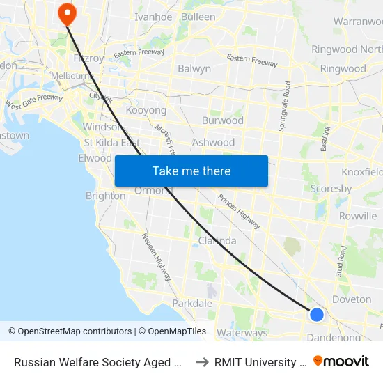 Russian Welfare Society Aged Home/Morwell Ave to RMIT University (Brunswick Campus) map