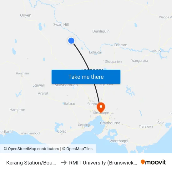 Kerang Station/Boundary St to RMIT University (Brunswick Campus) map