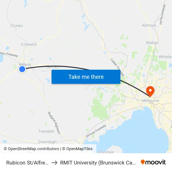 Rubicon St/Alfred St to RMIT University (Brunswick Campus) map
