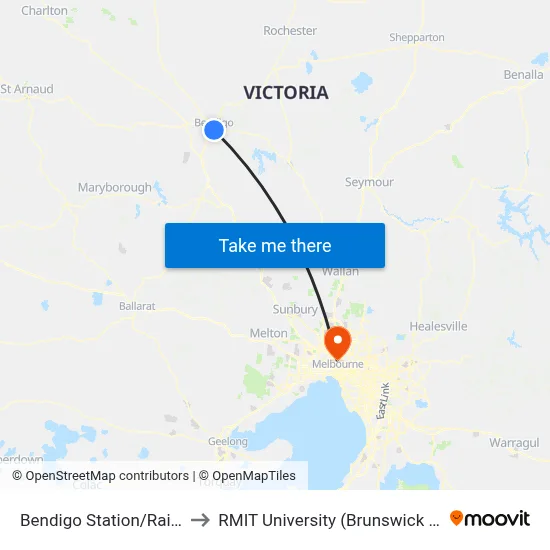 Bendigo Station/Railway Pl to RMIT University (Brunswick Campus) map