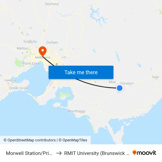 Morwell Station/Princes Dr to RMIT University (Brunswick Campus) map