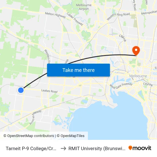 Tarneit P-9 College/Crossway Ave to RMIT University (Brunswick Campus) map