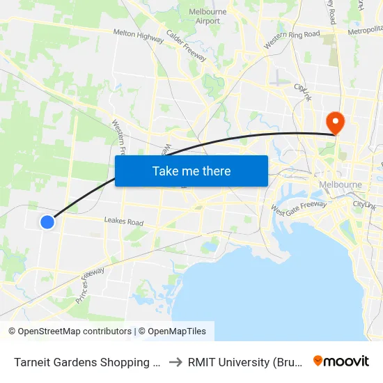 Tarneit Gardens Shopping Centre/Wickford Rd to RMIT University (Brunswick Campus) map