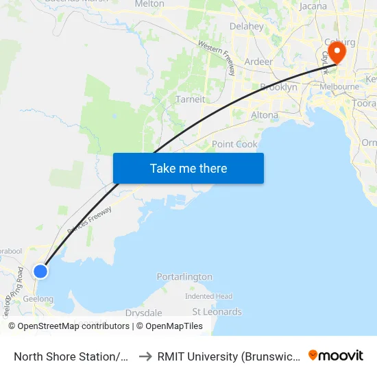 North Shore Station/Station St to RMIT University (Brunswick Campus) map