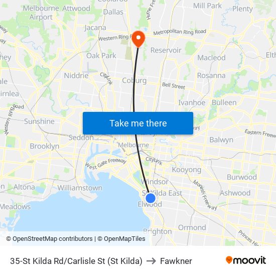 35-St Kilda Rd/Carlisle St (St Kilda) to Fawkner map