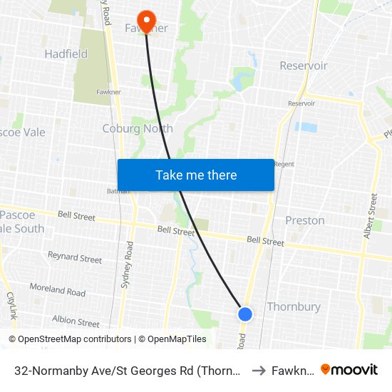 32-Normanby Ave/St Georges Rd (Thornbury) to Fawkner map