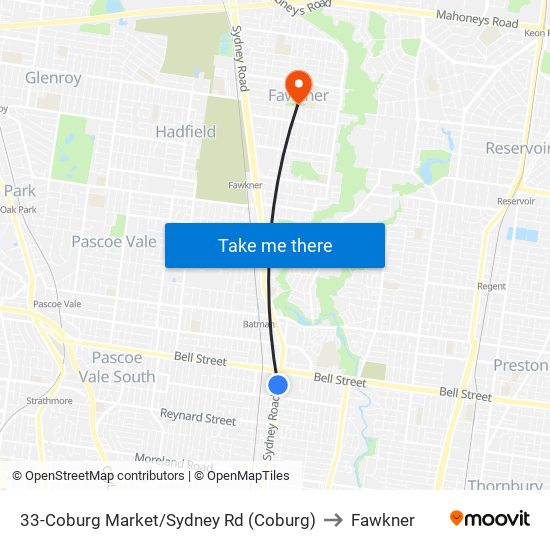 33-Coburg Market/Sydney Rd (Coburg) to Fawkner map