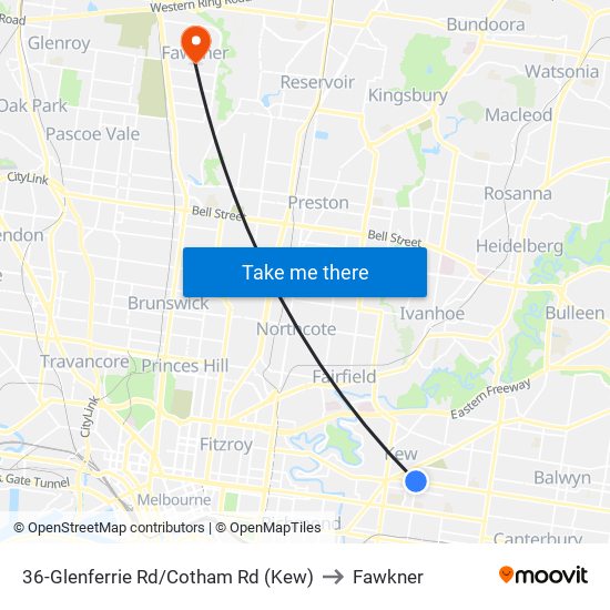 36-Glenferrie Rd/Cotham Rd (Kew) to Fawkner map