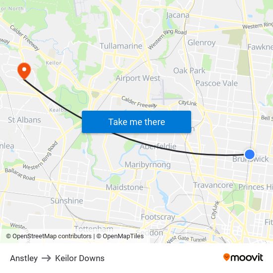 Anstley to Keilor Downs map