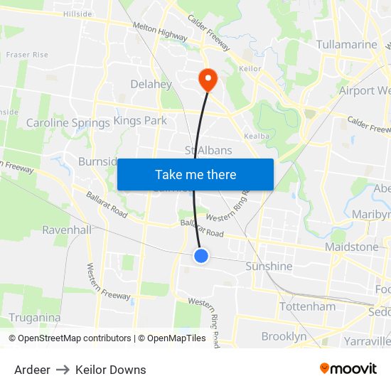 Ardeer to Keilor Downs map