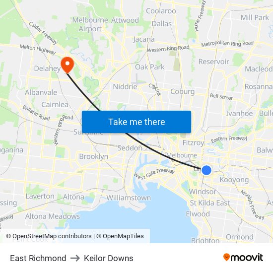 East Richmond to Keilor Downs map