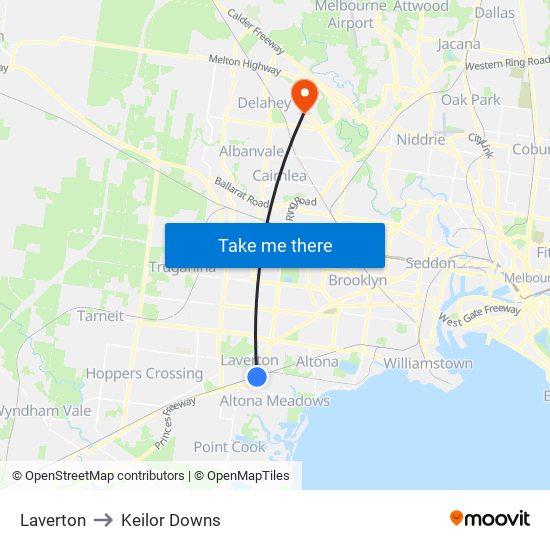 Laverton to Keilor Downs map