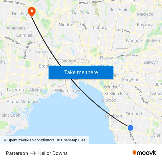 Patterson to Keilor Downs map