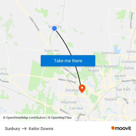 Sunbury to Keilor Downs map