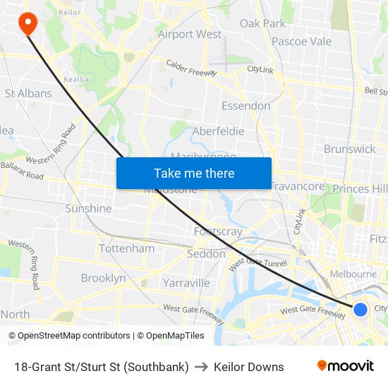 18-Grant St/Sturt St (Southbank) to Keilor Downs map