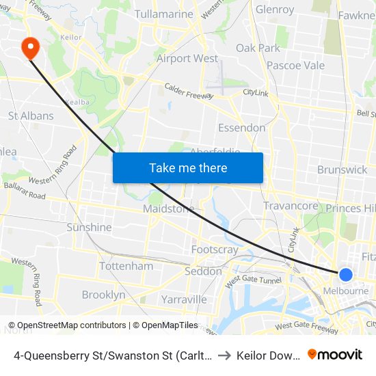 4-Queensberry St/Swanston St (Carlton) to Keilor Downs map