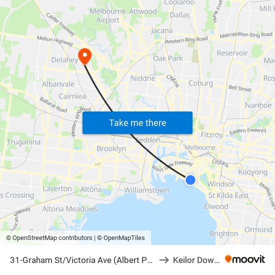 31-Graham St/Victoria Ave (Albert Park) to Keilor Downs map