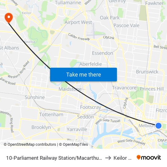 10-Parliament Railway Station/Macarthur St (East Melbourne) to Keilor Downs map